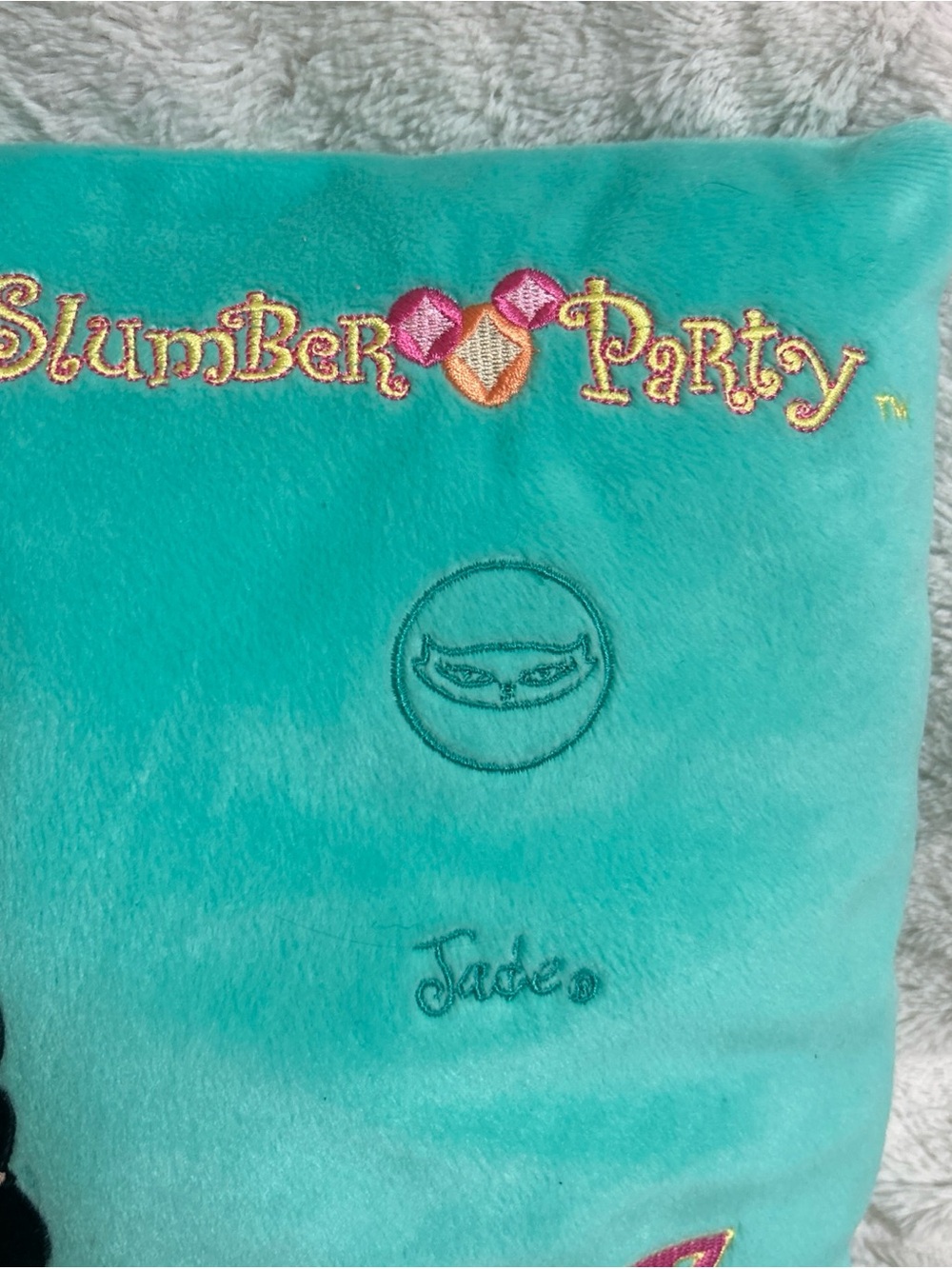 Vtg 2003 BRATZ Slumber Party JADE Plush PILLOW MGA-Aqua Green-w/Tags-12"x12” - Picture 6 of 12